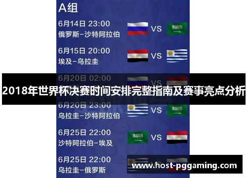 2018年世界杯决赛时间安排完整指南及赛事亮点分析