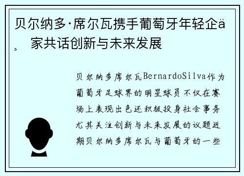贝尔纳多·席尔瓦携手葡萄牙年轻企业家共话创新与未来发展